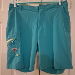 Mens Columbia PFG Aqua Blue Cargo Shorts